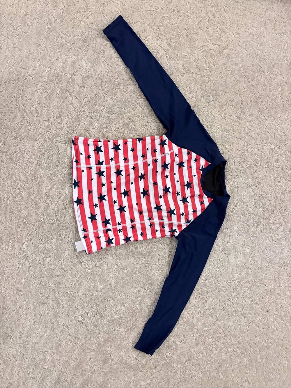 Kids Long-Sleeve Rash Guard in Red, White & Navy Star Print